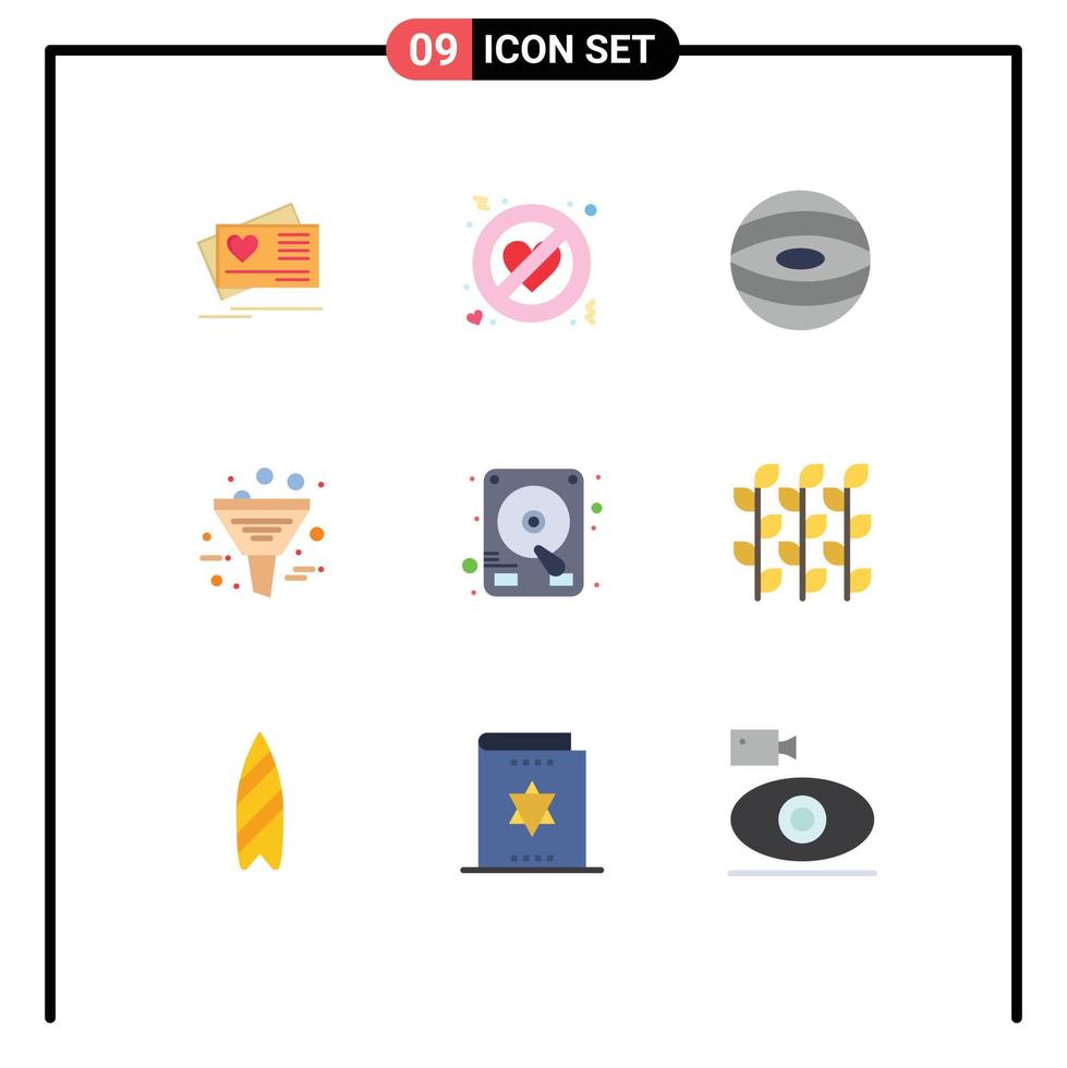 Set of 9 Commercial Flat Colors pack for drive product jupiter management data Editable Vector Design Elements