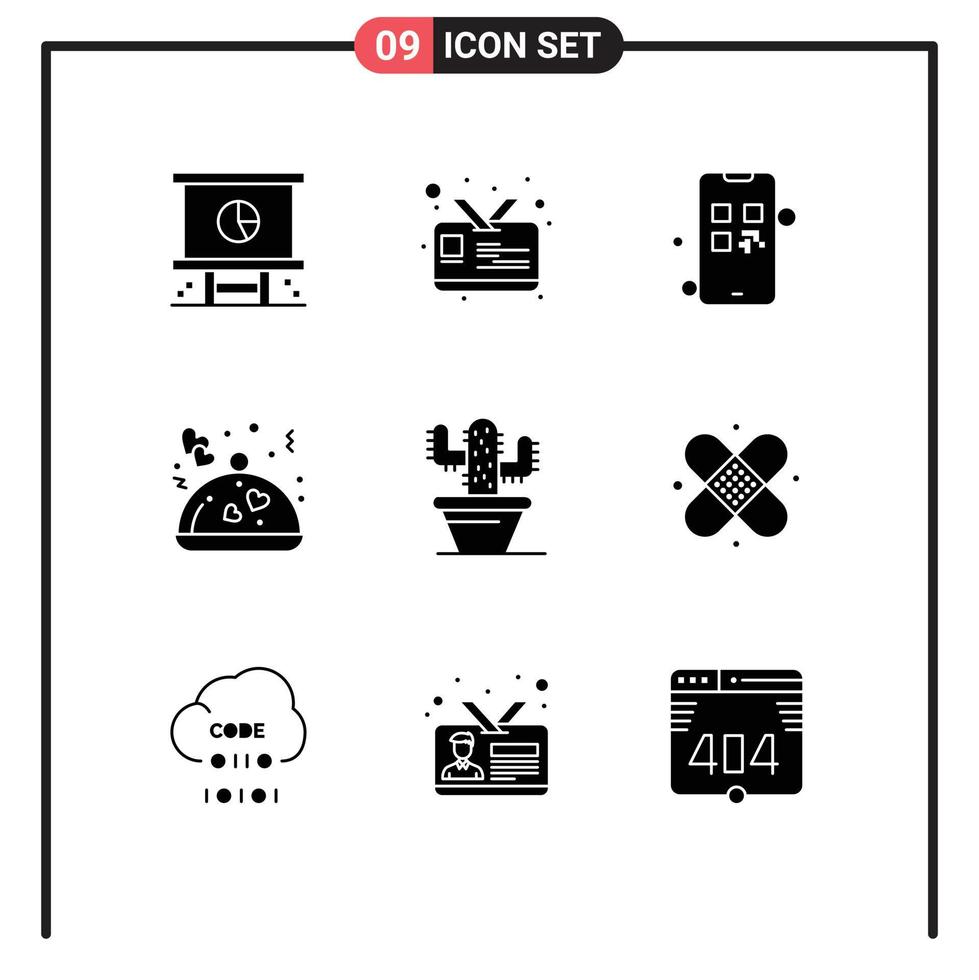 paquete de iconos de vectores de stock de 9 signos y símbolos de línea para elementos de diseño de vectores editables de alimentos románticos de San Valentín de la naturaleza