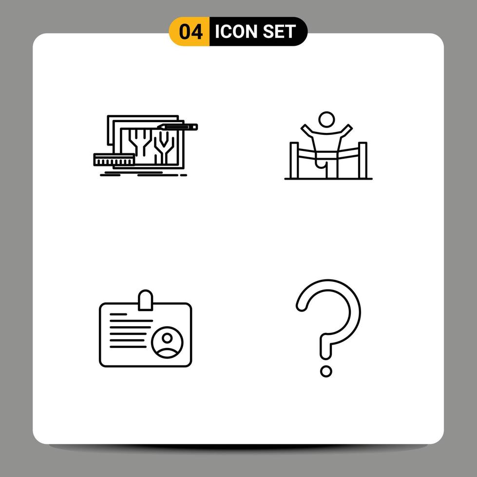 Line Pack of 4 Universal Symbols of architecture leadership design business race Editable Vector Design Elements