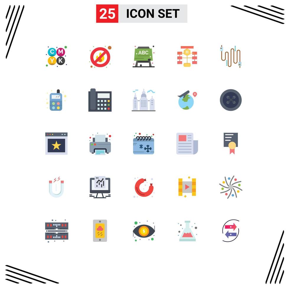 Universal Icon Symbols Group of 25 Modern Flat Colors of communication cable formula audio data Editable Vector Design Elements