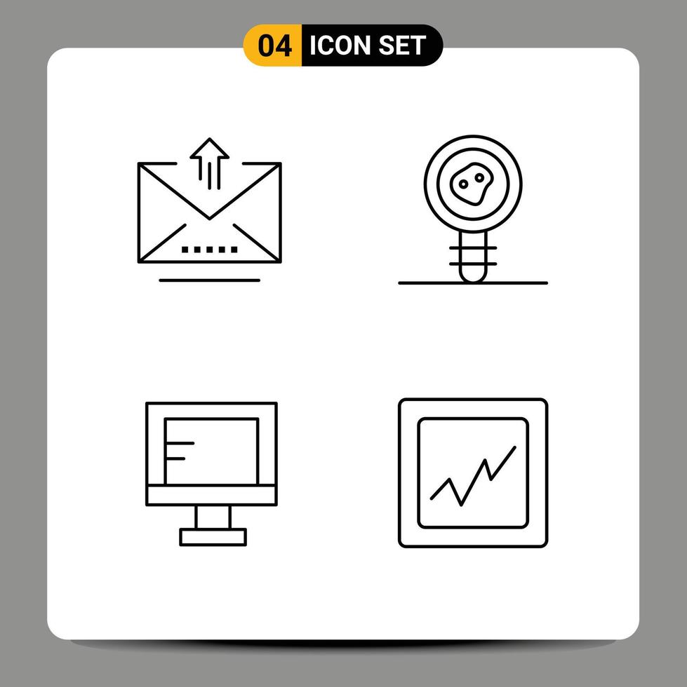 Universal Icon Symbols Group of 4 Modern Filledline Flat Colors of email online upload lab report school Editable Vector Design Elements