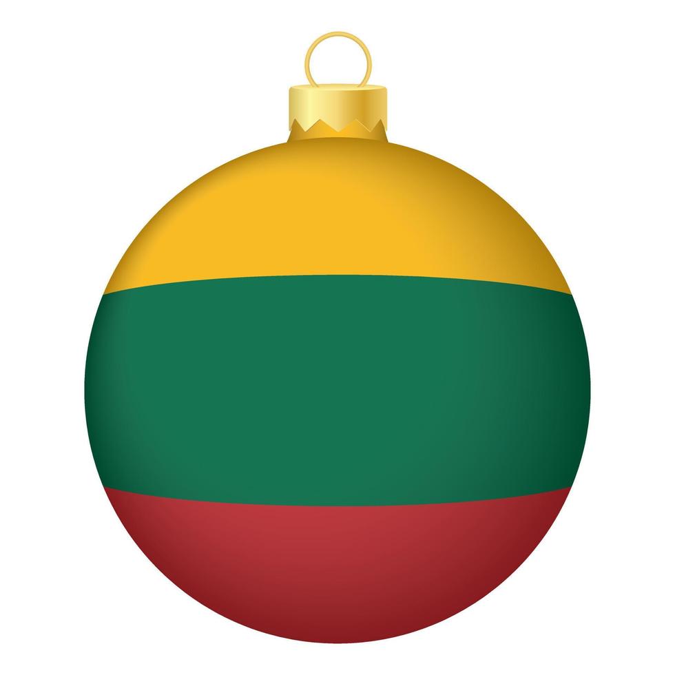 Christmas tree ball with Lithuania flag. Icon for Christmas holiday vector