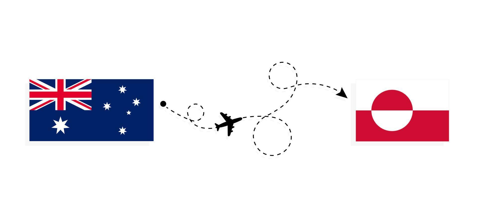 Flight and travel from Australia to Greenland by passenger airplane Travel concept vector