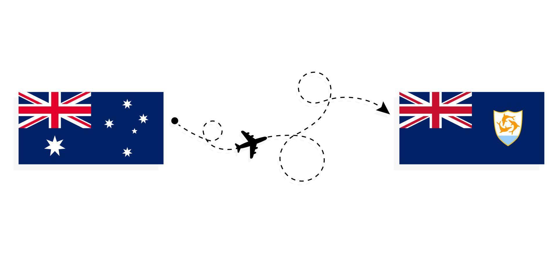 Flight and travel from Australia to Anguilla by passenger airplane Travel concept vector