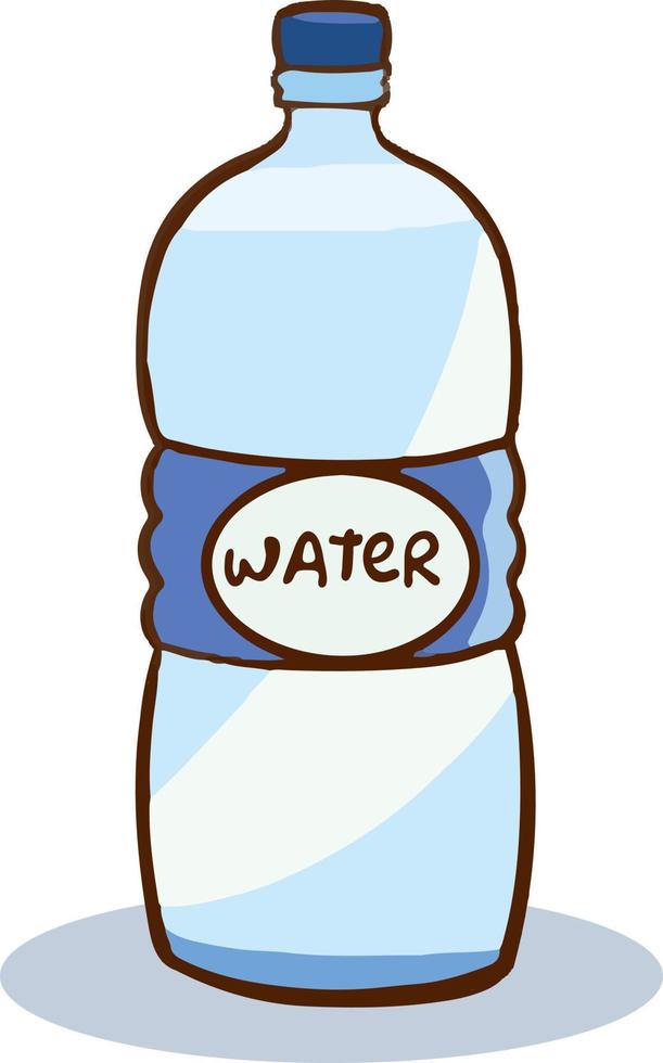 botella azul de agua aislada. beber de una botella de plástico vector