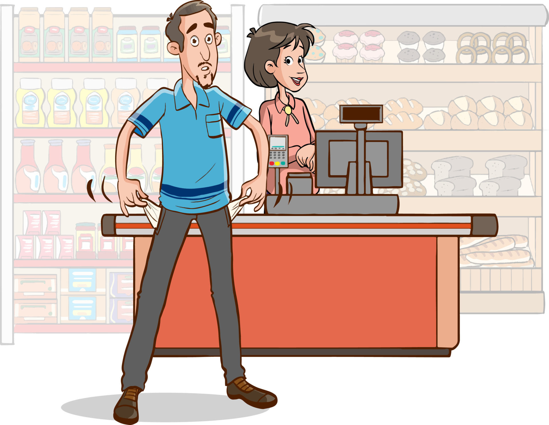 A man with empty pockets vector illustration 16883379 Vector Art at Vecteezy