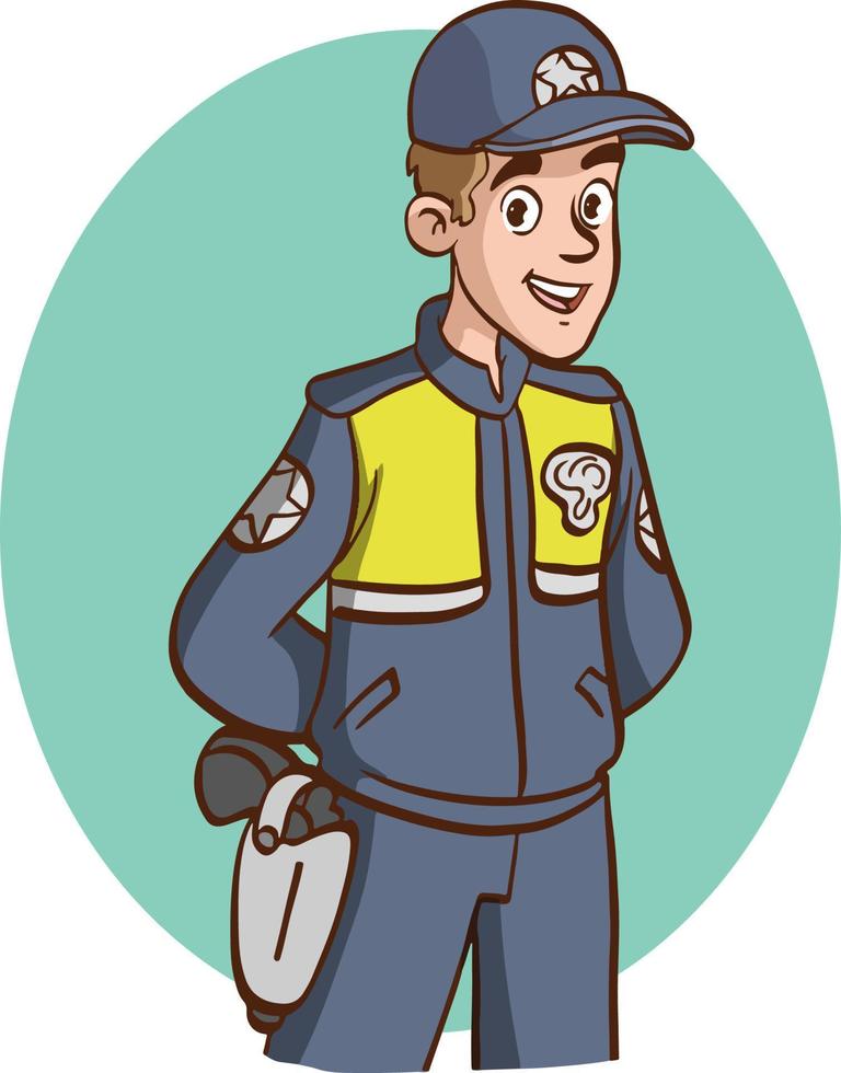 vector de dibujos animados lindo oficial de policía