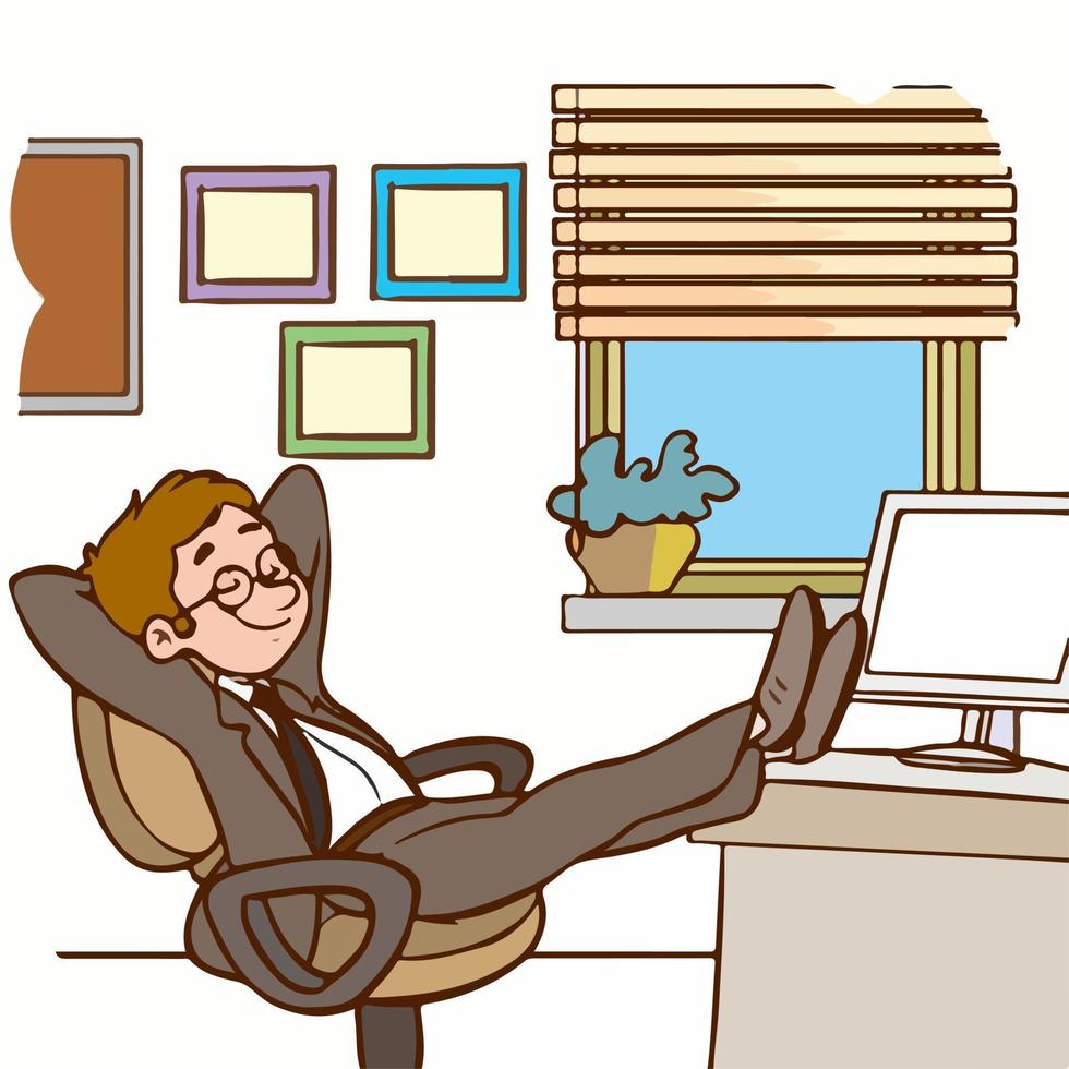 lazy office worker cartoon vector illustration