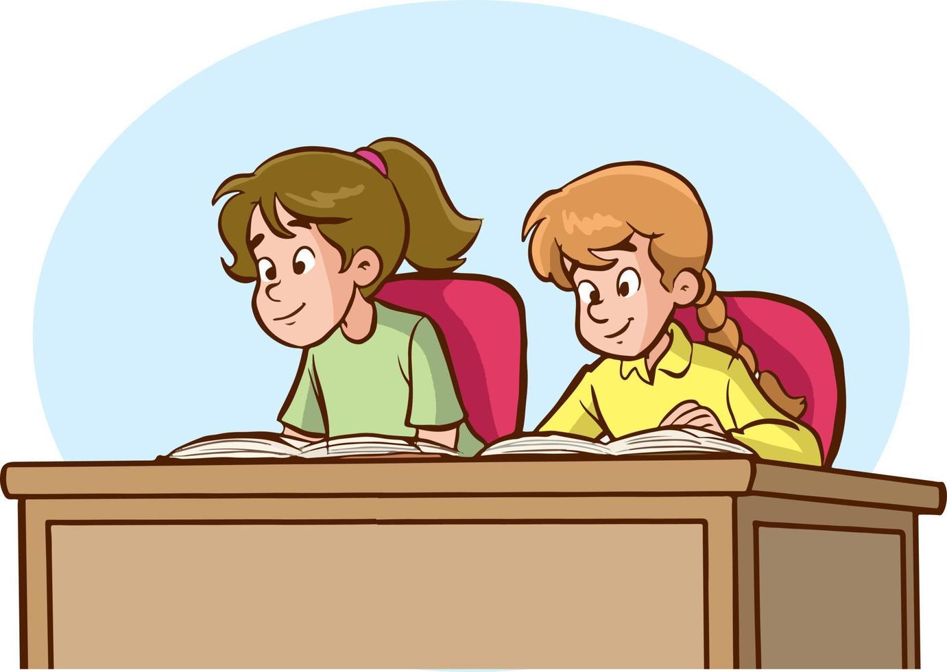 cute little kids studying together cartoon vector 16883424 Vector Art