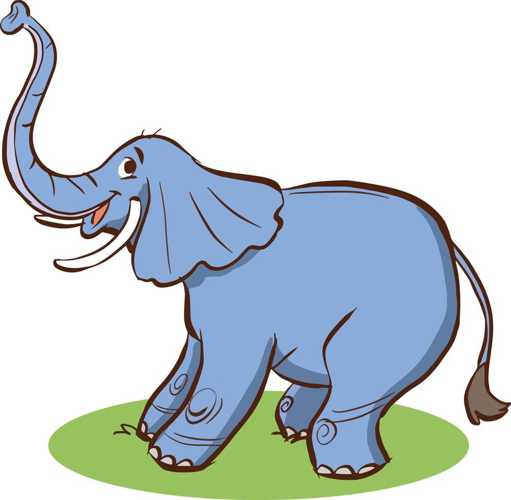 cute elephant raised its trunk cartoon vector illustration