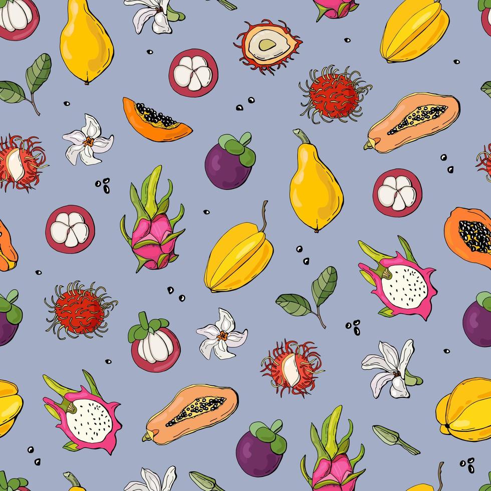 Seamless pattern with exotic fruits. Design for fabric, textile, wallpaper, packaging. vector