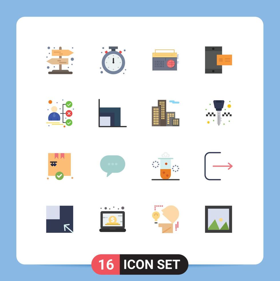 Stock Vector Icon Pack of 16 Line Signs and Symbols for career profile radio chalk mobile Editable Pack of Creative Vector Design Elements