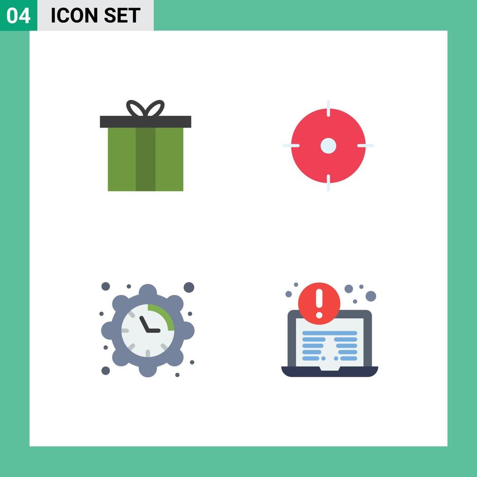 4 Universal Flat Icon Signs Symbols of accessories clock gift goal time Editable Vector Design Elements