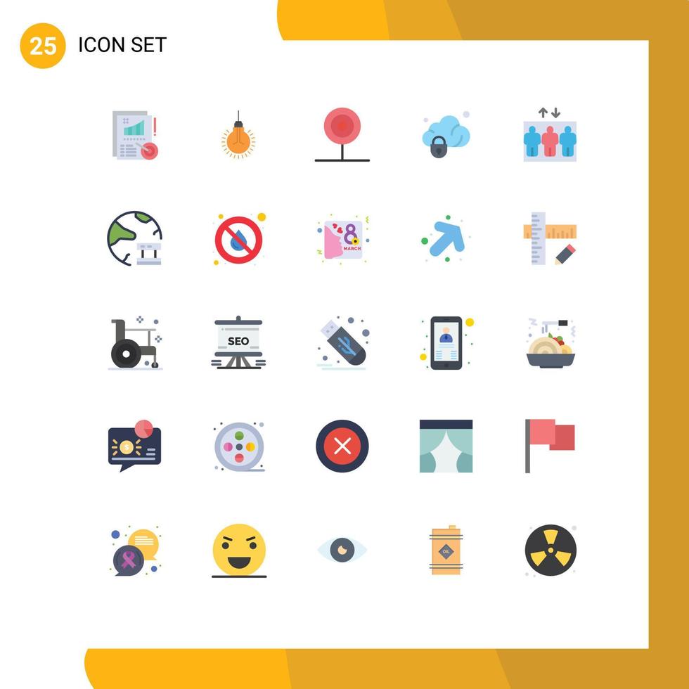 Set of 25 Commercial Flat Colors pack for secure gdpr suggestion data food Editable Vector Design Elements