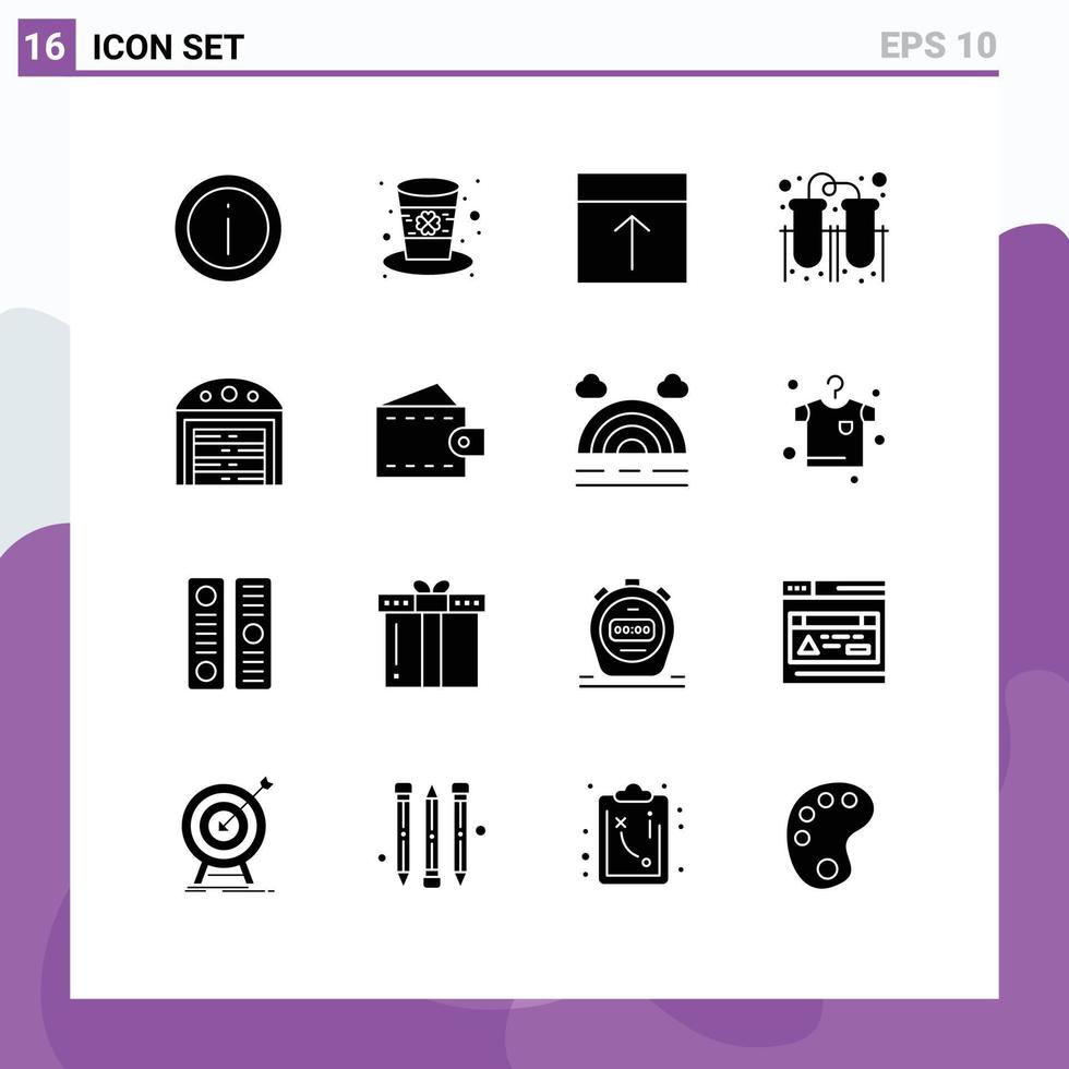 Solid Glyph Pack of 16 Universal Symbols of connection laboratory leprechaun experiment layout Editable Vector Design Elements