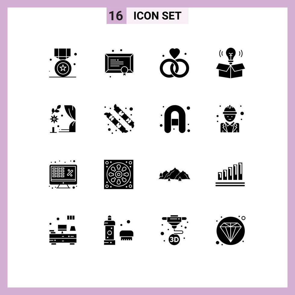 paquete de iconos de vector de stock de 16 signos y símbolos de línea para elementos de diseño de vector editable de boda de bulbo de estudio de idea de arco