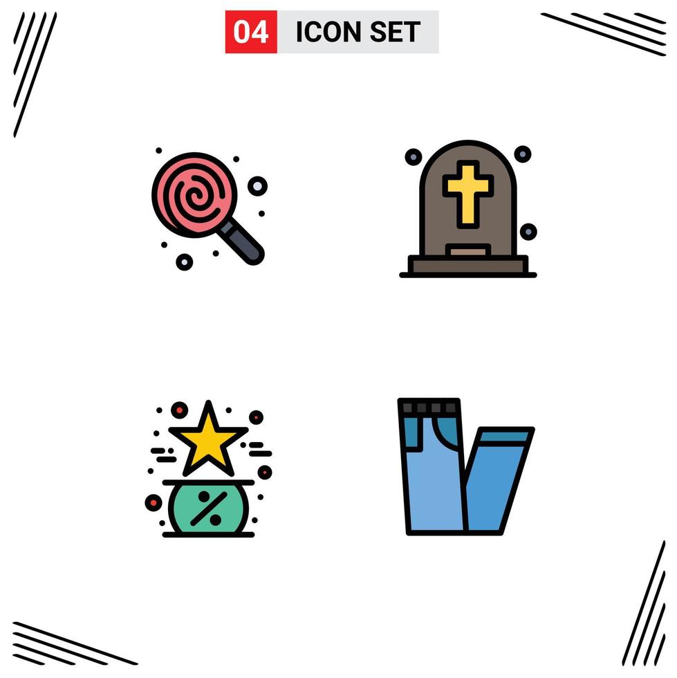 Set of 4 Modern UI Icons Symbols Signs for dessert favorite sweets halloween like Editable Vector Design Elements