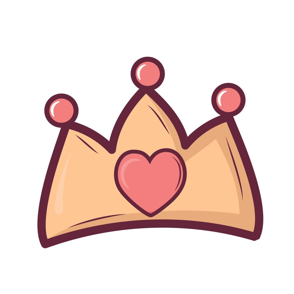Cute golden doodle crown with heart vector