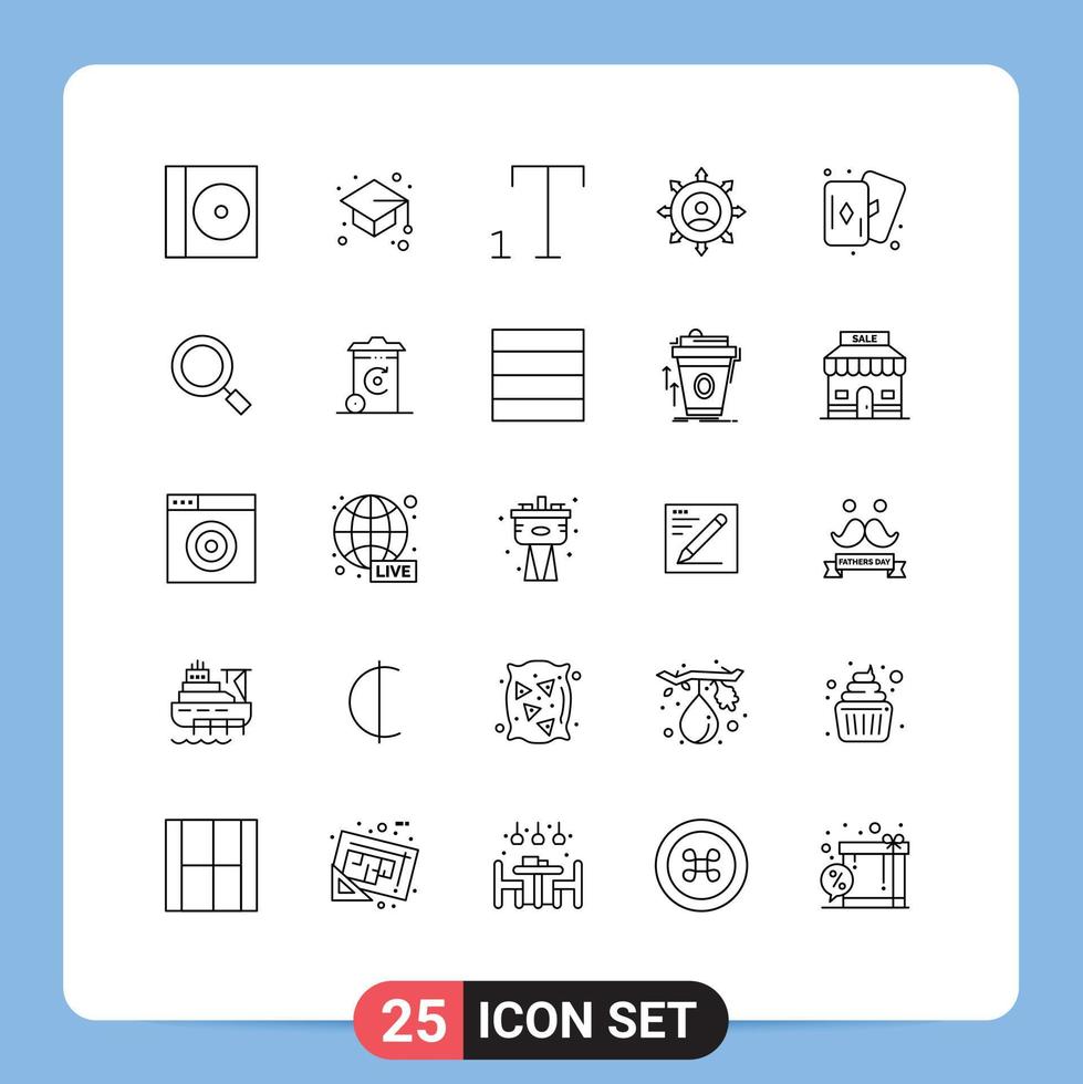 25 Universal Line Signs Symbols of general hobby subscript hobbies manager Editable Vector Design Elements