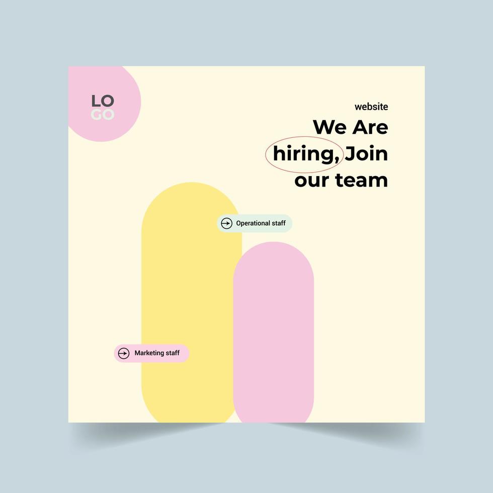 Recruitment poster template for social media post vector