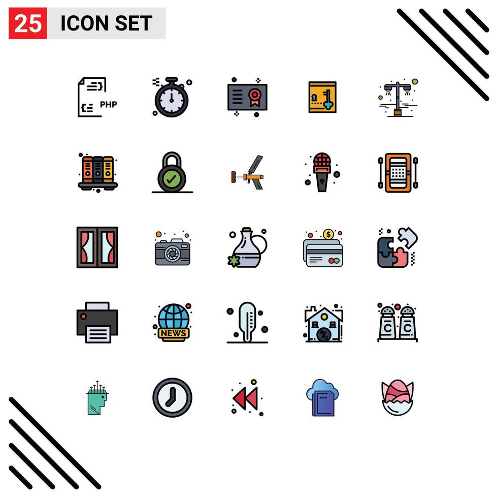 25 Creative Icons Modern Signs and Symbols of lamp lock academic degree locker diploma Editable Vector Design Elements