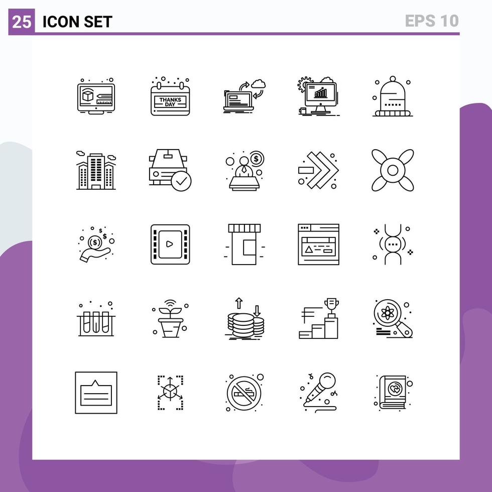 conjunto de 25 iconos de interfaz de usuario modernos signos de símbolos para configurar flechas de gráficos de sincronización seo elementos de diseño de vectores editables