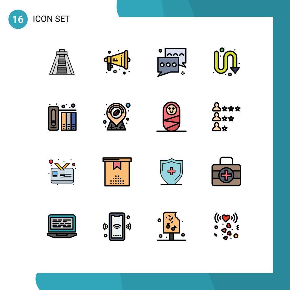 16 iconos creativos signos y símbolos modernos de archivo girando flechas indicadoras de chat elementos de diseño de vectores creativos editables