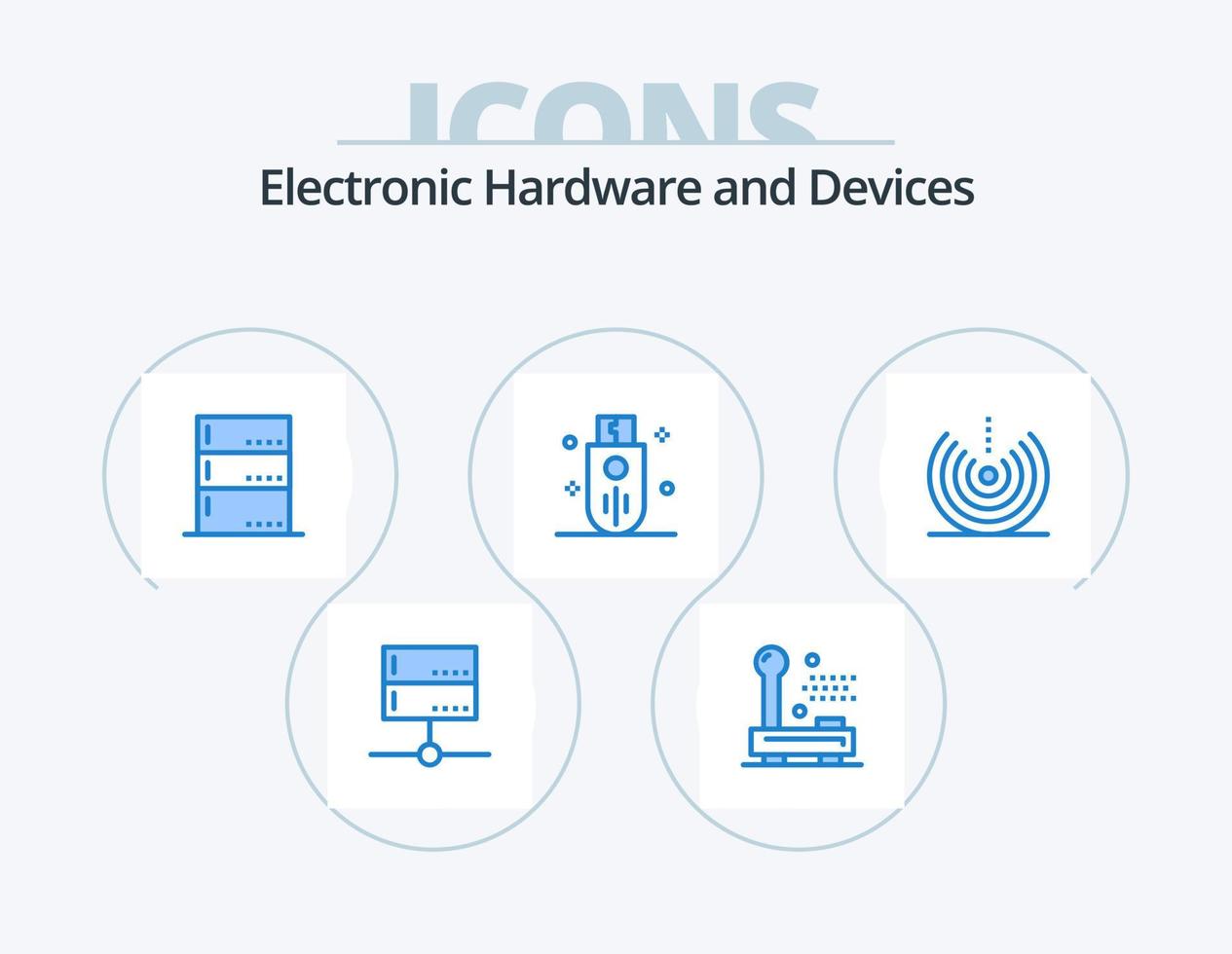 Devices Blue Icon Pack 5 Icon Design. stick. memory. equipment. devices. devices vector