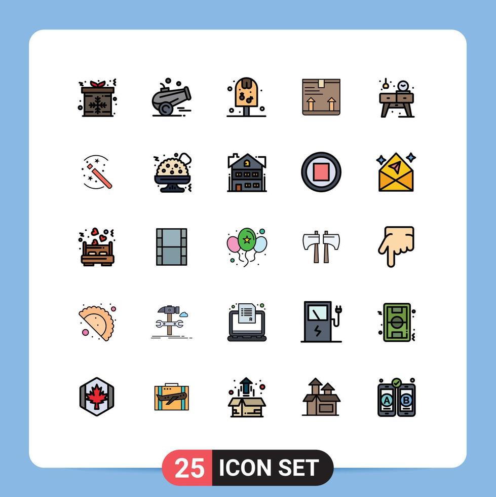 Universal Icon Symbols Group of 25 Modern Filled line Flat Colors of living up ice arrow deliver Editable Vector Design Elements