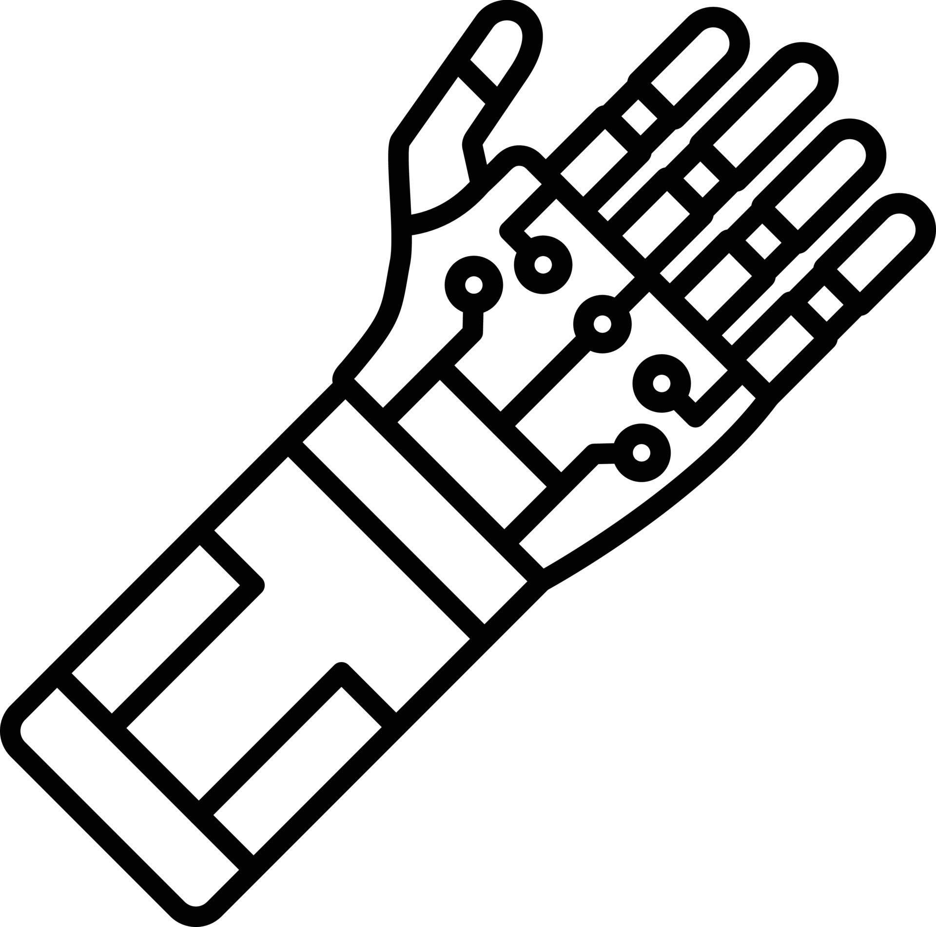 bionic-arm-line-icon-16884230-vector-art-at-vecteezy