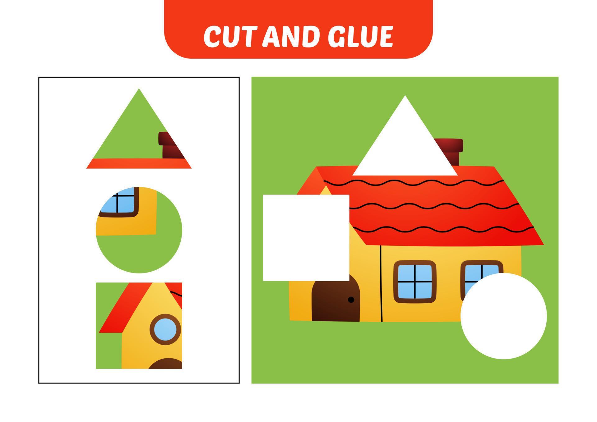 cut and glue for kids, house vector 16884386 Vector Art at Vecteezy
