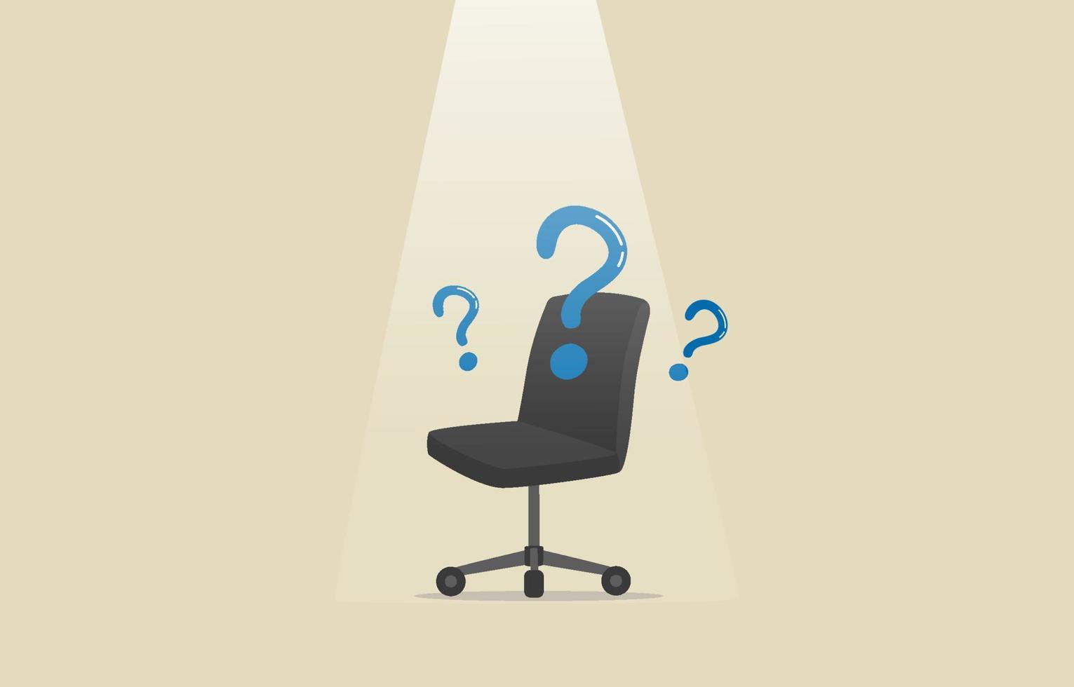 reclutamiento. contratación. preguntas de solicitud de empleo. publicar currículums. silla de oficina y preguntas. ilustración vector