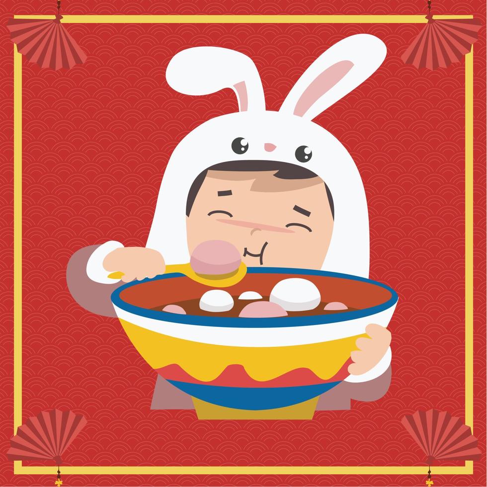 Cute Chinese wealth God. Chinese New Year, happy lunar. Vector backgrounds.