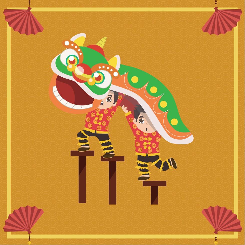 Cute Chinese wealth God. Chinese New Year, happy lunar. Vector backgrounds.