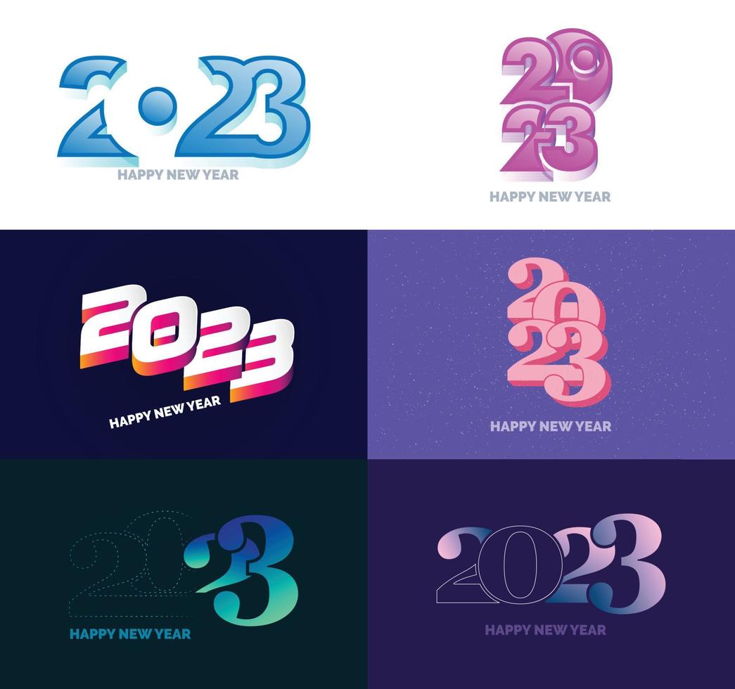 gran conjunto de 2023 feliz año nuevo diseño de texto de logotipo plantilla de diseño de número 2023 vector