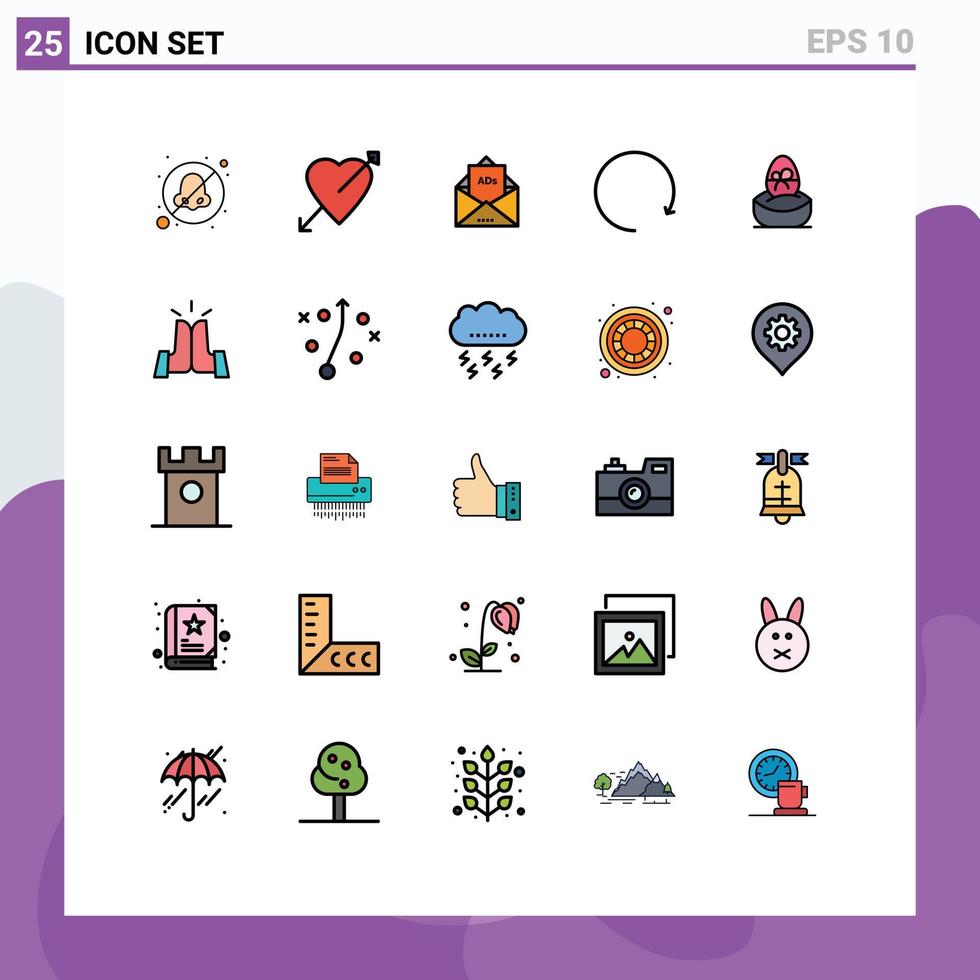 25 Creative Icons Modern Signs and Symbols of boiled rotate ad clockwise mail Editable Vector Design Elements