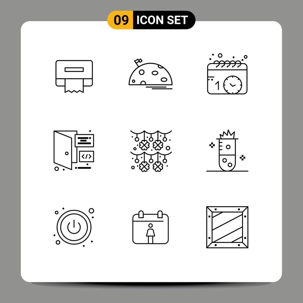 Stock Vector Icon Pack of 9 Line Signs and Symbols for garland page calendar development browser Editable Vector Design Elements