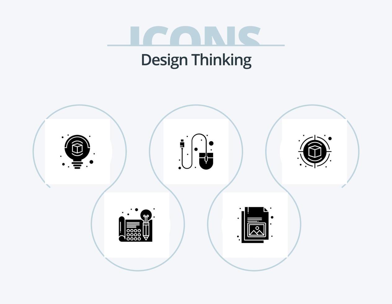 Design Thinking Glyph Icon Pack 5 Icon Design. creative. tool. image. mouse. computer vector