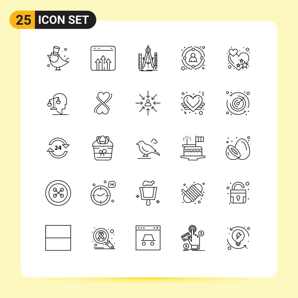 Set of 25 Commercial Lines pack for people management report link math Editable Vector Design Elements