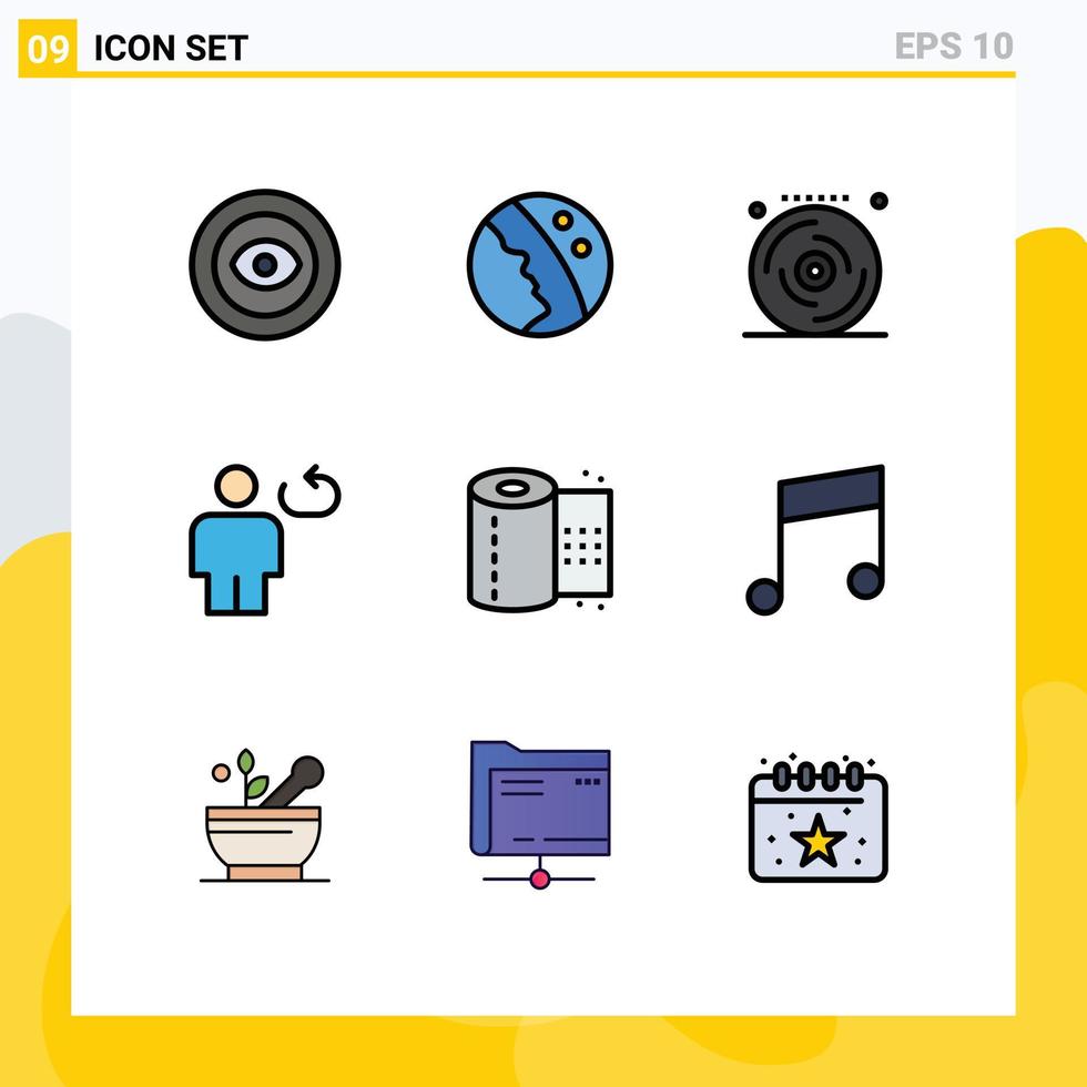 Set of 9 Modern UI Icons Symbols Signs for bathroom loop birthday human avatar Editable Vector Design Elements