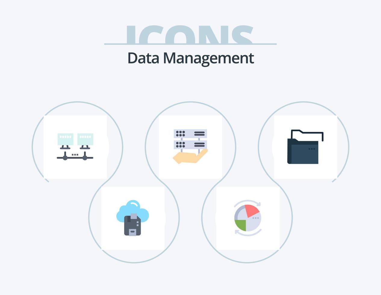 Data Management Flat Icon Pack 5 Icon Design. folder. control. server. share. data vector
