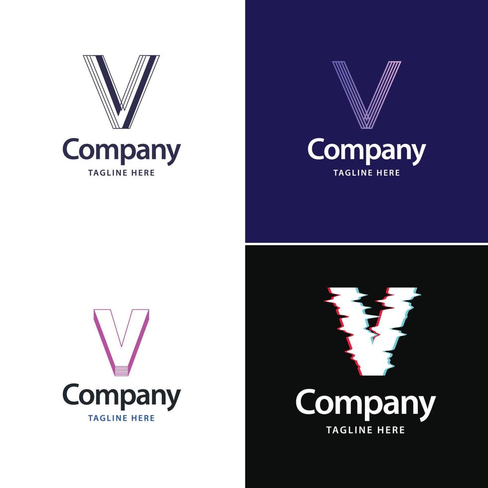 letra v diseño de paquete de logotipos grandes diseño de logotipos modernos y creativos para su negocio vector