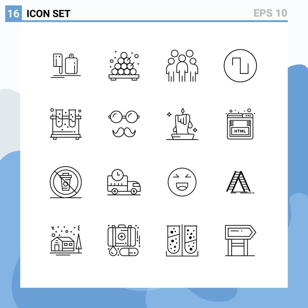 16 Outline concept for Websites Mobile and Apps experiment wave group square person Editable Vector Design Elements