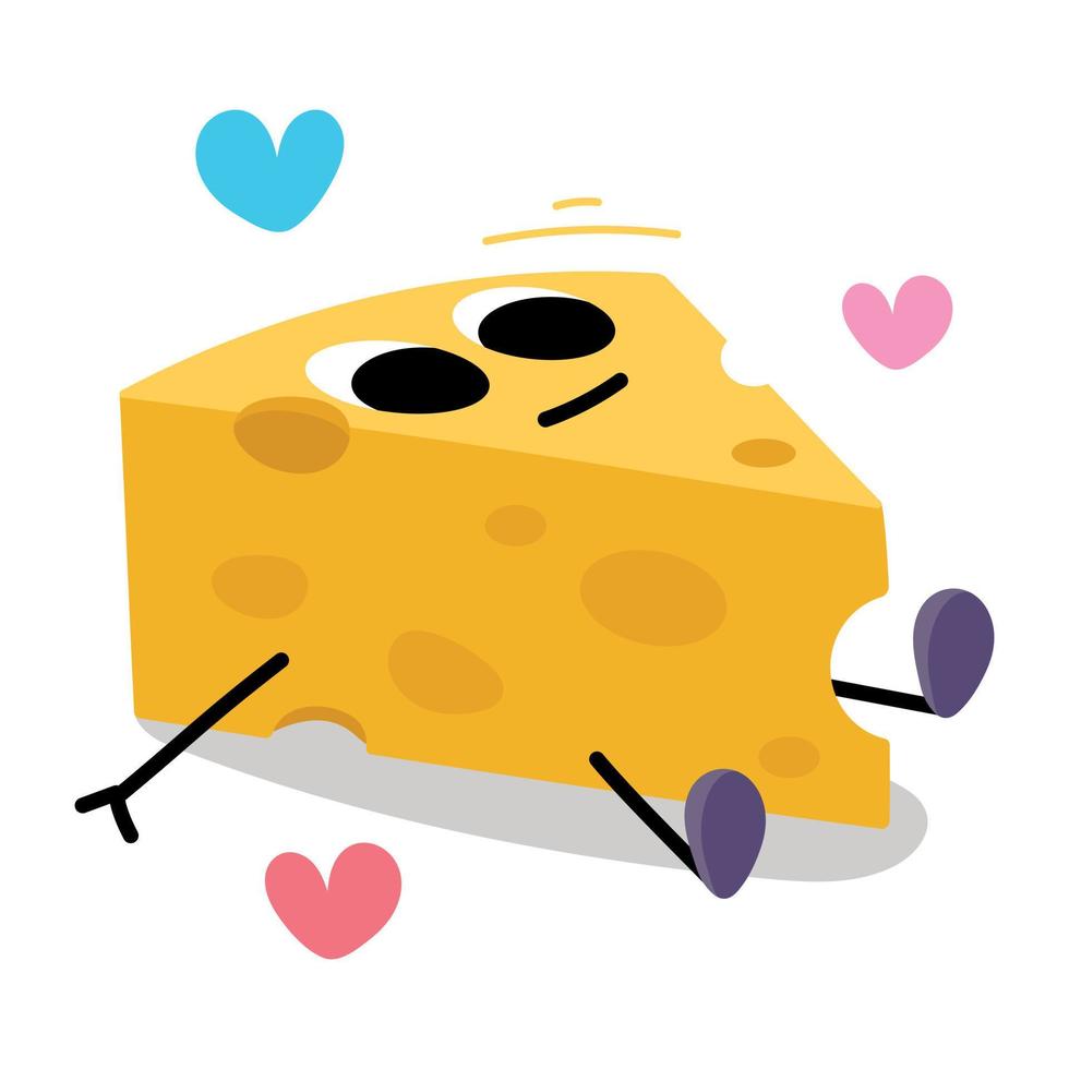 Trendy Cheese Slice vector