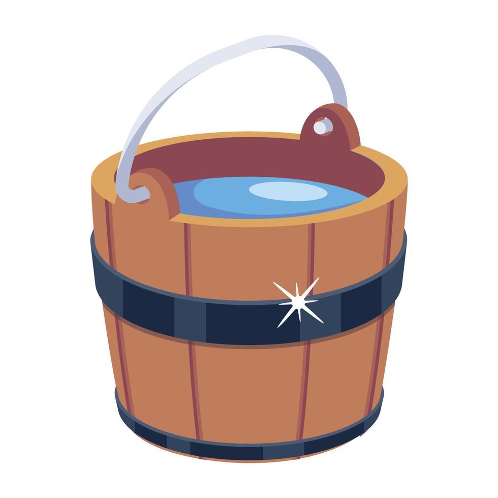 Trendy Wooden Pail vector