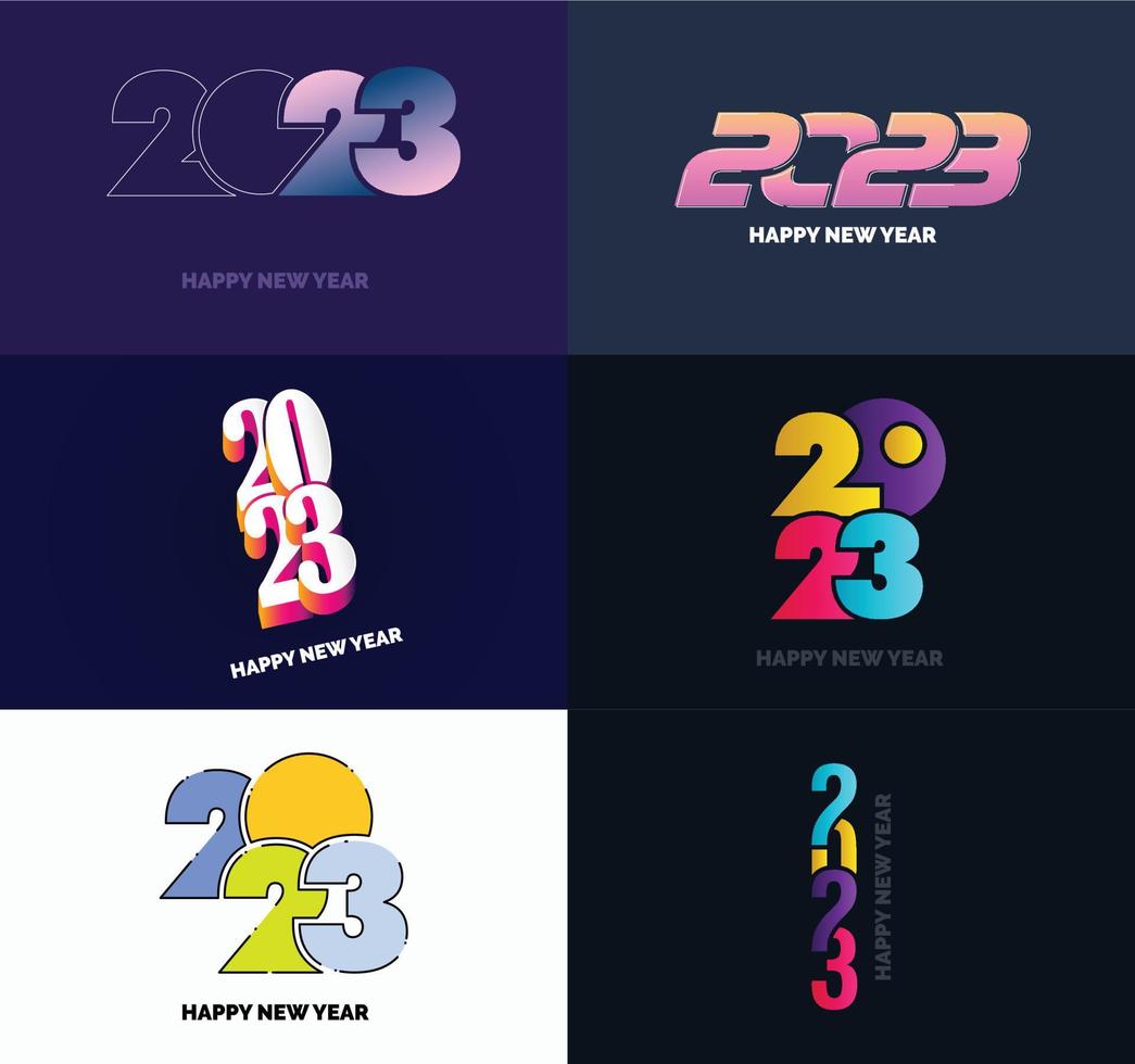 Big Set of 2023 Happy New Year logo text design 2023 number design template vector