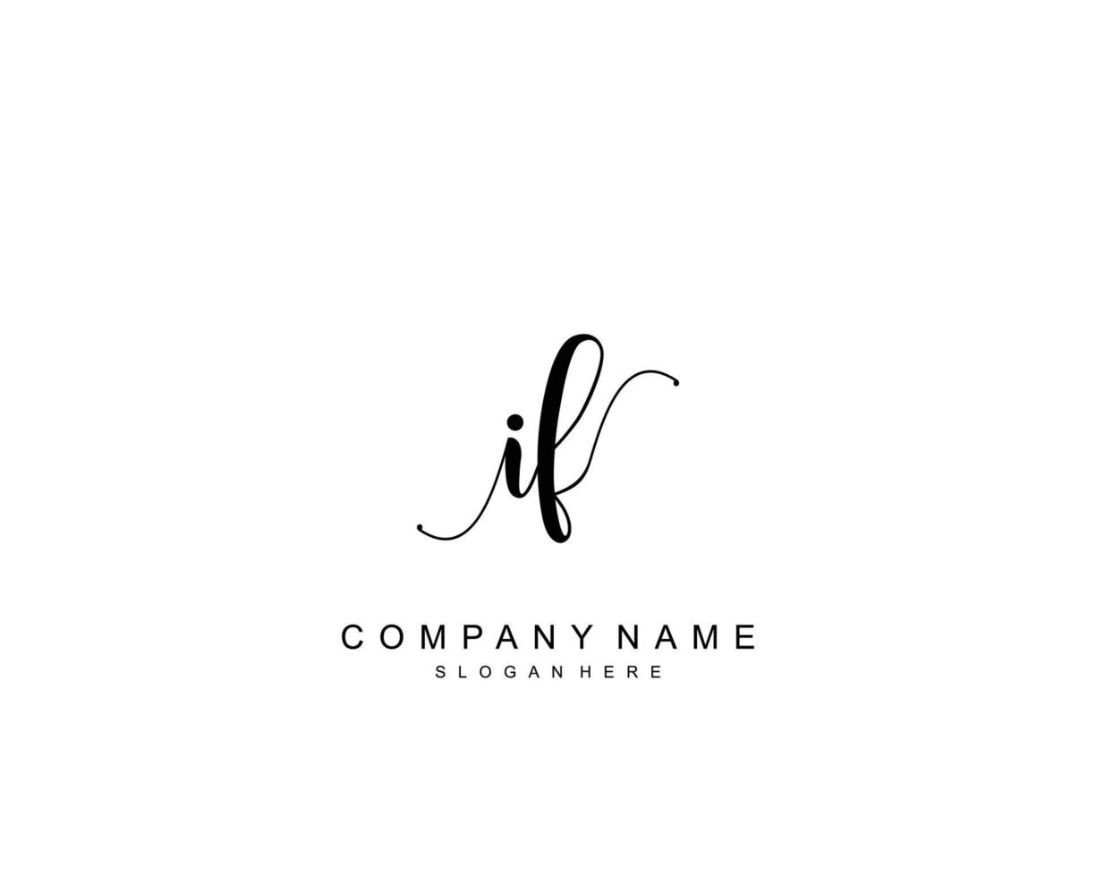 Initial IF beauty monogram and elegant logo design, handwriting logo of initial signature, wedding, fashion, floral and botanical with creative template. vector