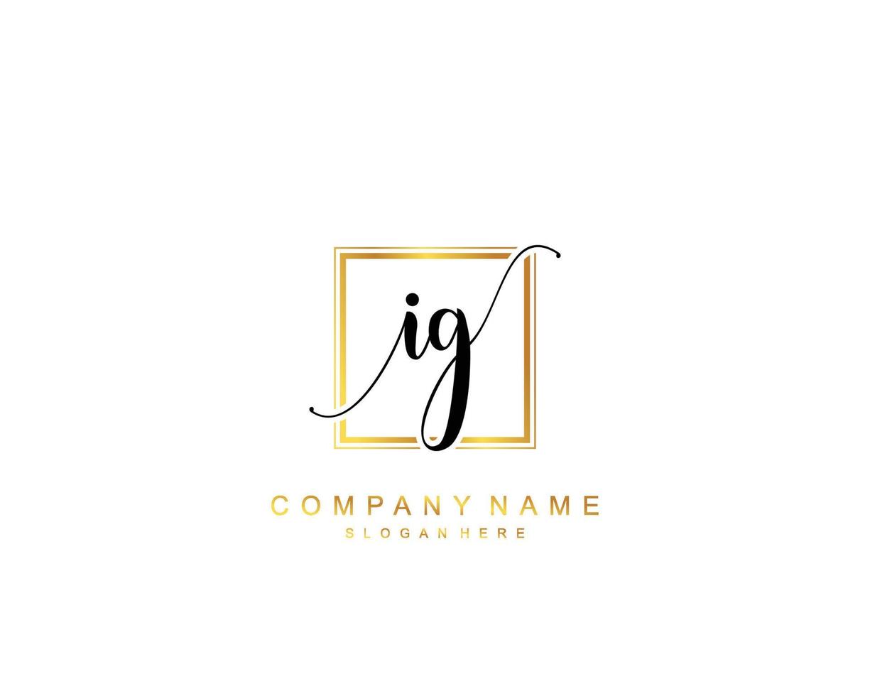 Initial IG beauty monogram and elegant logo design, handwriting logo of initial signature, wedding, fashion, floral and botanical with creative template. vector
