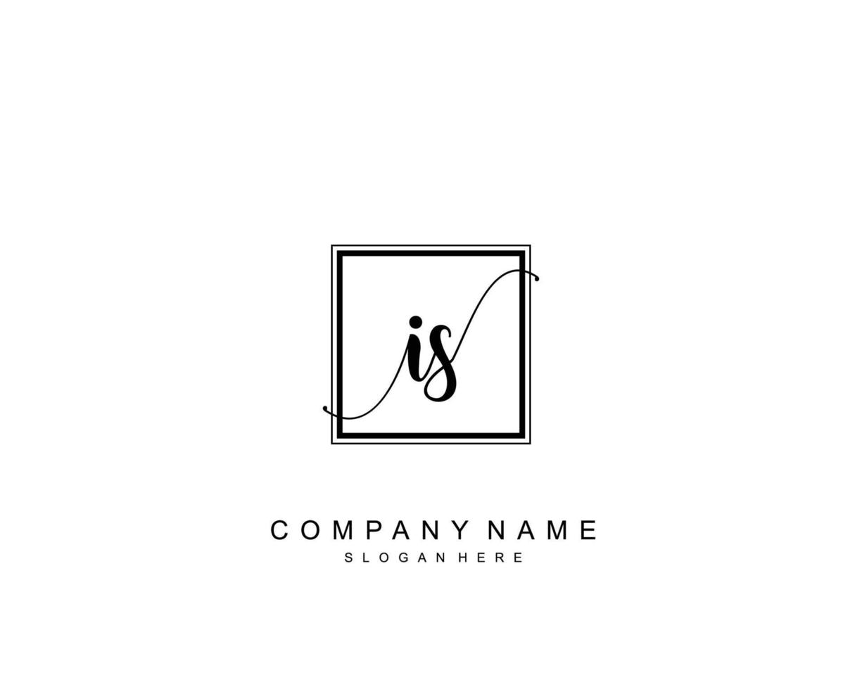 Initial IS beauty monogram and elegant logo design, handwriting logo of initial signature, wedding, fashion, floral and botanical with creative template. vector