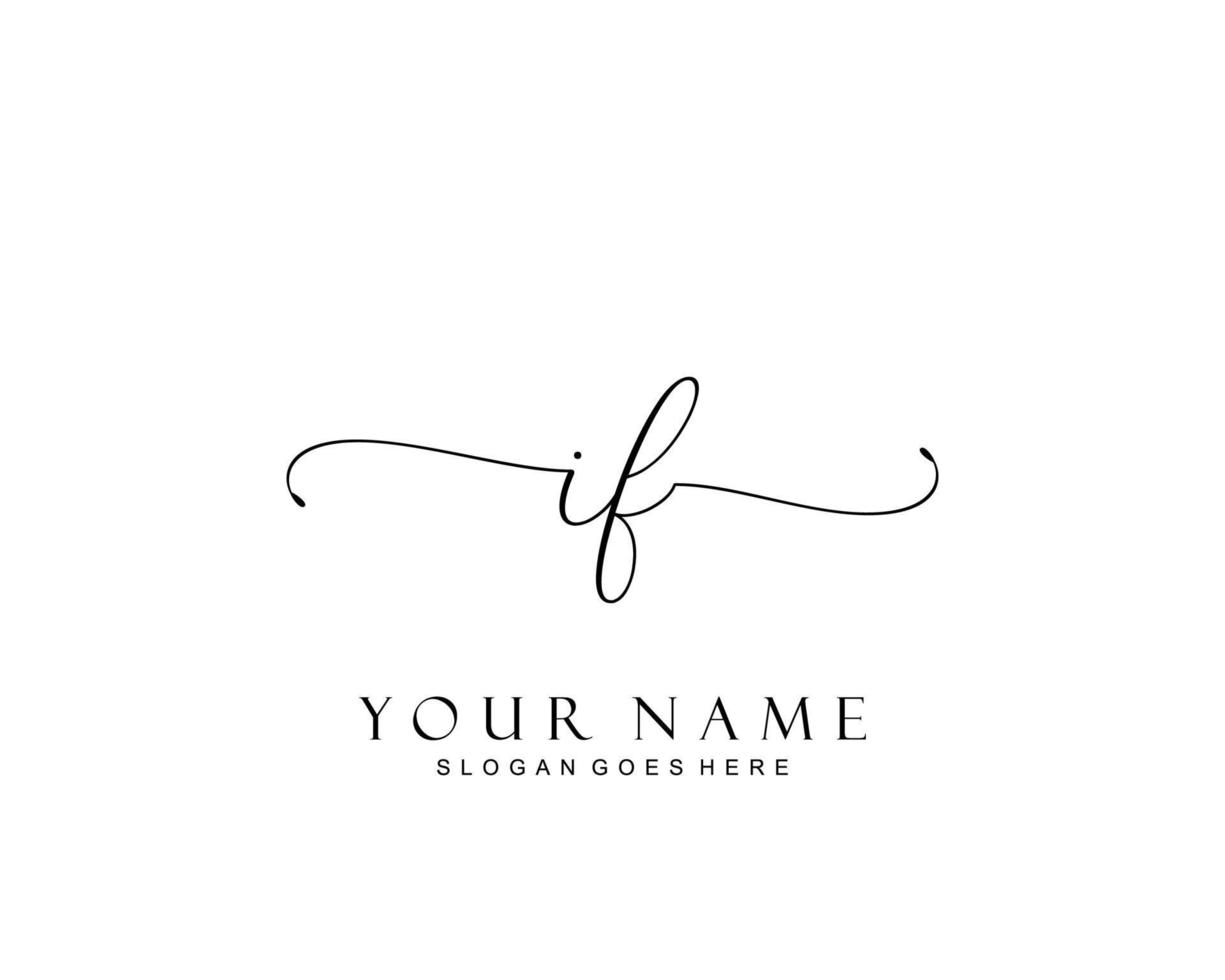 Initial IF beauty monogram and elegant logo design, handwriting logo of initial signature, wedding, fashion, floral and botanical with creative template. vector